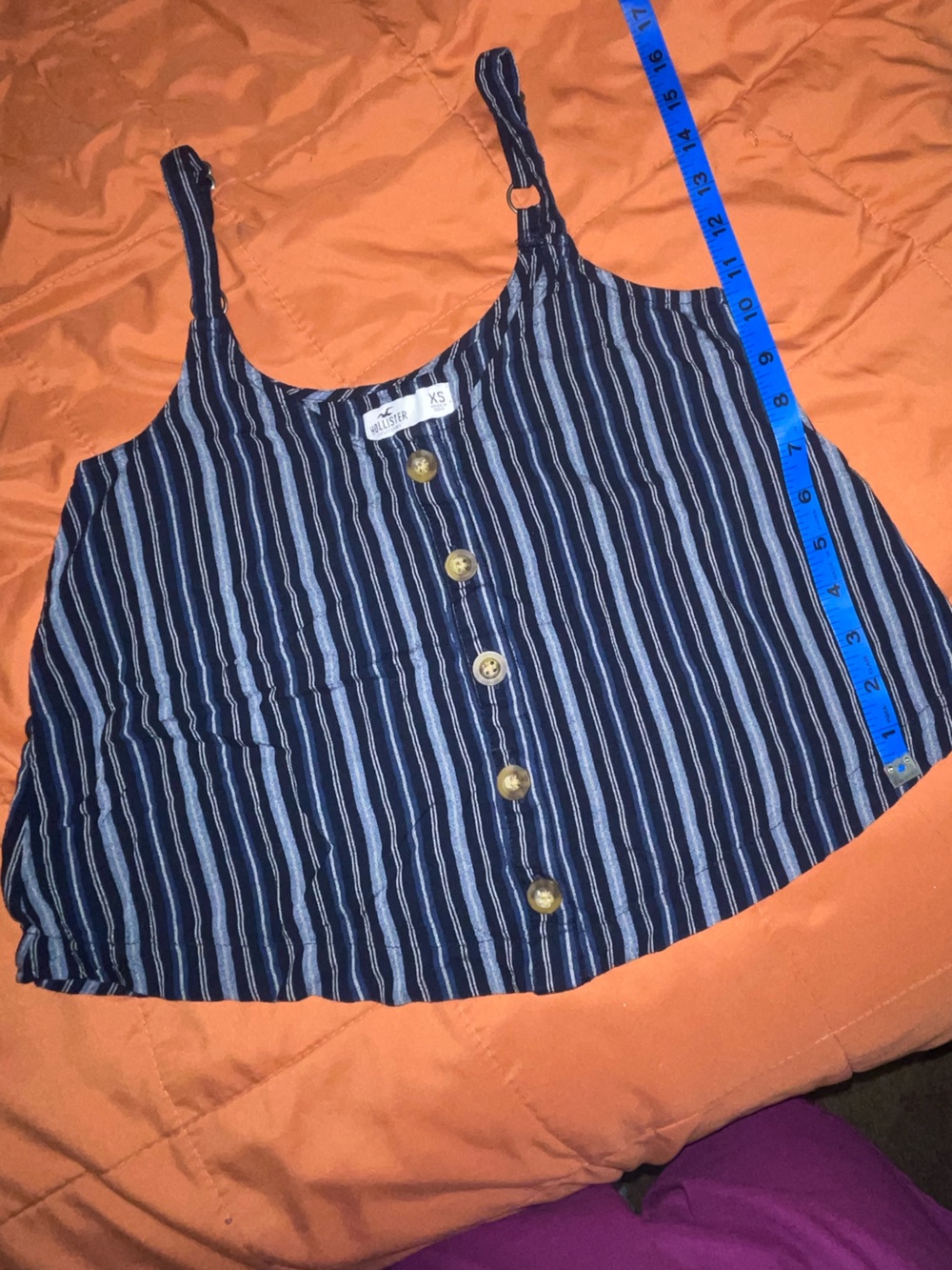 Striped Navy Button-Front Tank Top